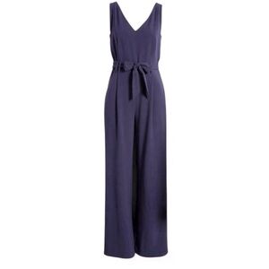 Tahari ASL Tie Waist Sleeveless Crepe Jumpsuit, Midnight, Size 6